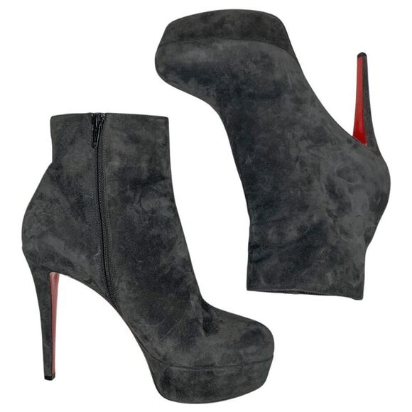 Christian Louboutin Bianca Bootie 120 EU 39 US 9 Charbon Velour Suede Platform - Picture 4 of 11